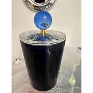 Black Blue Glass Container Coffee Holder Mid-Century Modern